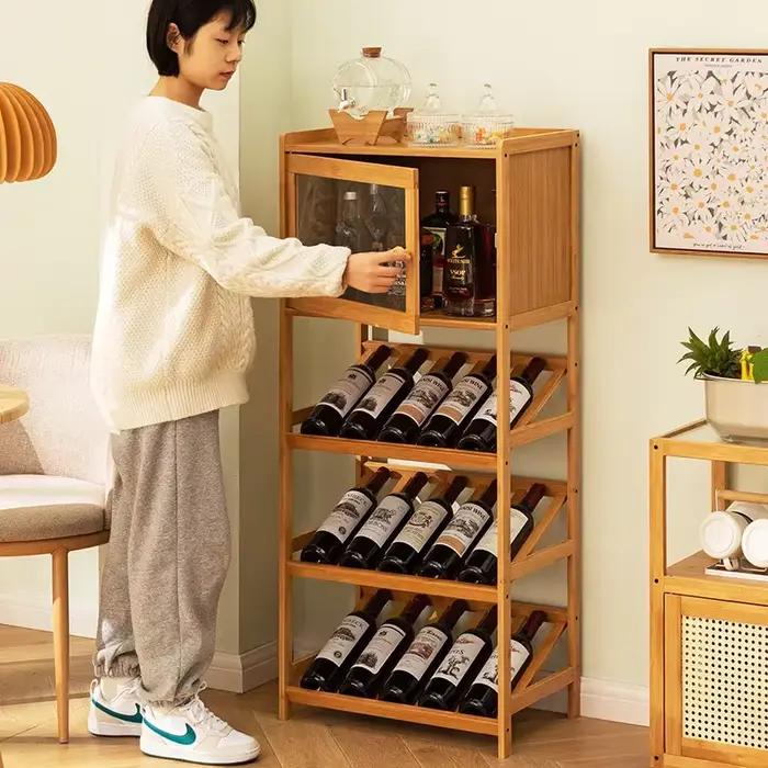 Étagère à vin, petite armoire à vin domestique, support de présentation de vin, présentoir de bar, décoratif en bois massif, à poser contre le mur