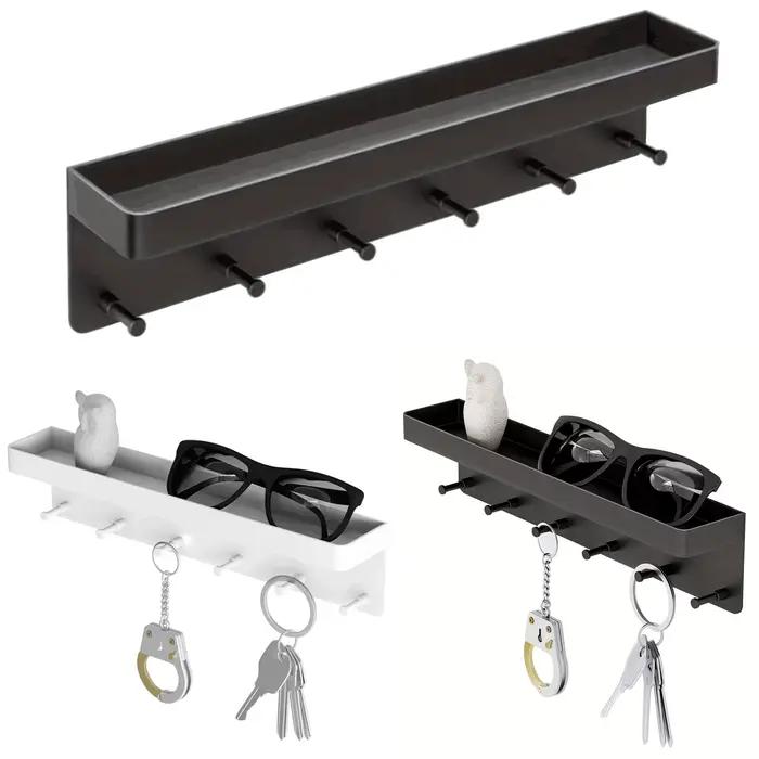 Etagere murale avec crochets en plastique noir ou vert pour rangement de clés, ustensiles de cuisine et accessoires de salle de bain occasions spéciales