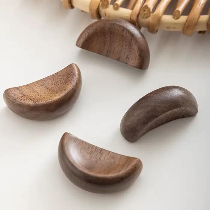 Poignées de meuble en bois naturel, poignées de porte d'armoire, poignées de tiroir de placard modernes et simples en bois massif pour armoire d'enfant