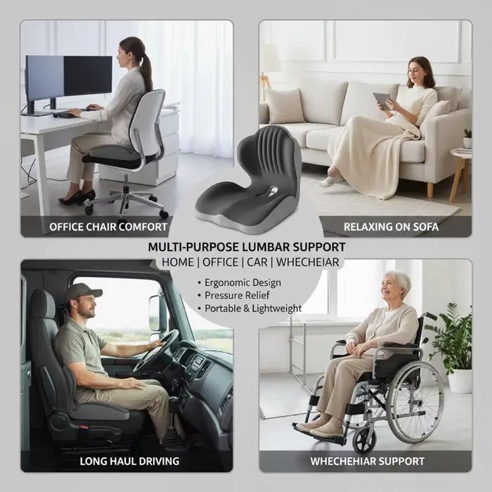 Coussin de siège ergonomique en mousse à mémoire de forme haute densité pour soulager les douleurs dorsales avec