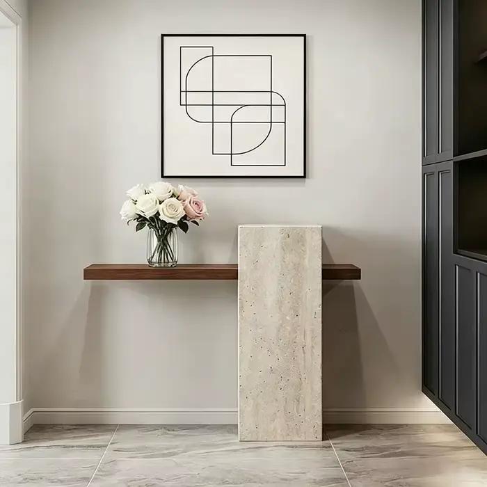 Table console tendance et créative avec rangement, style nordique moderne, table d'entrée, petite table élégante et mignonne pour salon, mobilier de maison