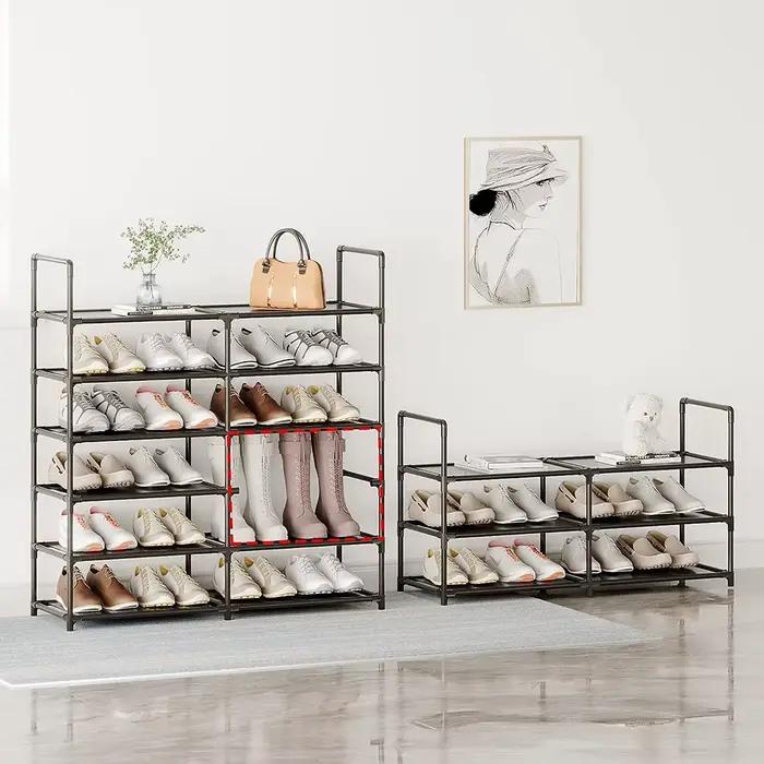 Etagere a chaussures a trois niveaux matiere fer avec couche impermeable pour rangement pratique et anti-poussiere dormitorium entrée garage