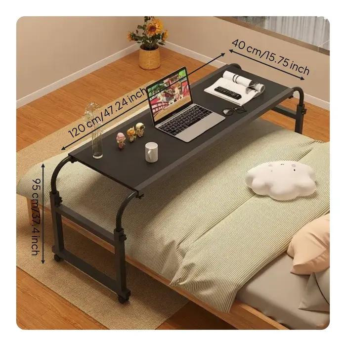 Bureau de chevet réglable en hauteur avec roulettes, table portable pour lit, poste de travail pour chambre, bureau ou salle d'étude