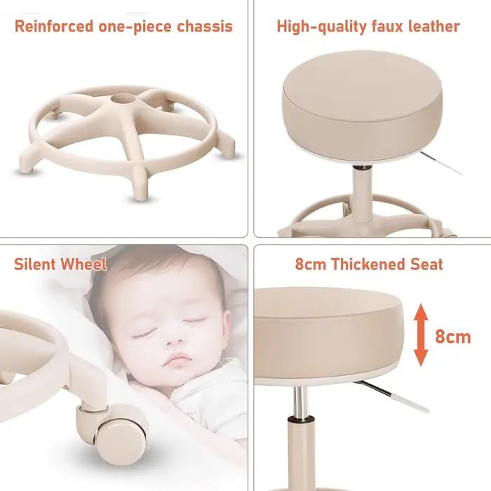 Tabourets roulants avec roulettes et repose-pieds