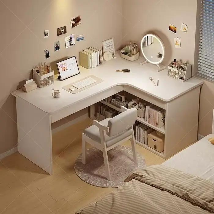 Bureau d'ordinateur, bureau à domicile, bureau de chambre, bibliothèque intégrée, bureau d'angle multifonctionnel pour étudiants, pour apprendre à écrire.