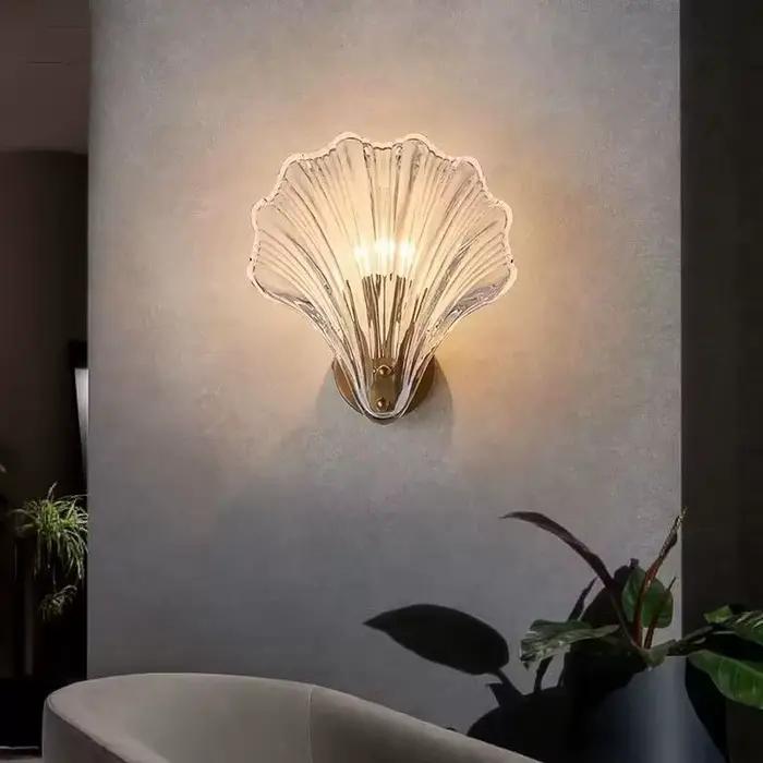 Applique Murale de Luxe Postmoderne - Design Coquille et Verre à Tête Unique