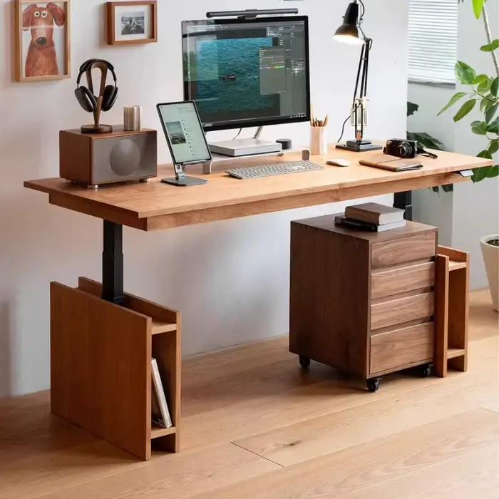 Table de bureau ajustable avec tiroirs