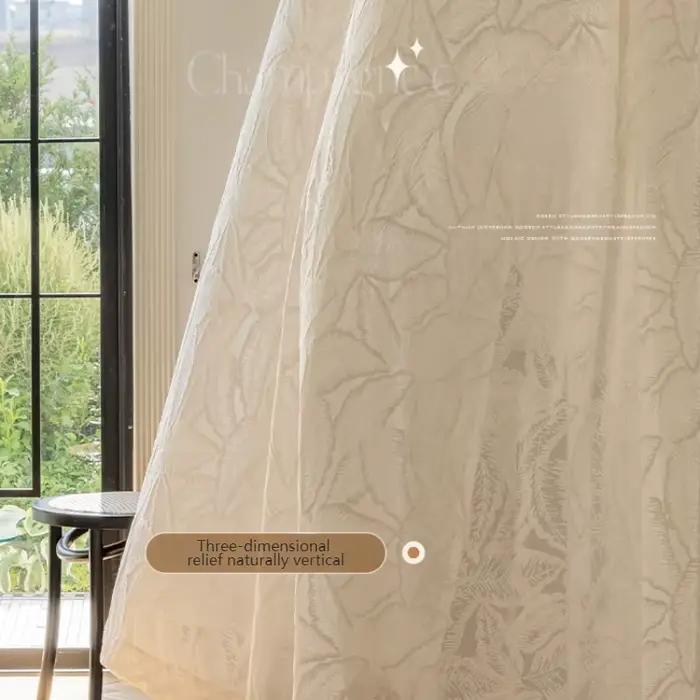 Rideau de baie vitrée en gaze française, rideaux émetteurs de lumière, rideaux haut de gamme, luxe abordable, chambre à coucher, instituts rétro romantiques, nouveau, 2024