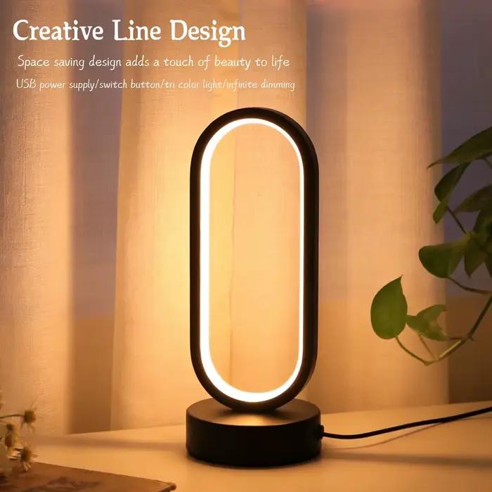 Lampe de table circulaire minimaliste moderne à LED pour chambre à coucher ambiance douce et relaxation étude lit chambre à coucher