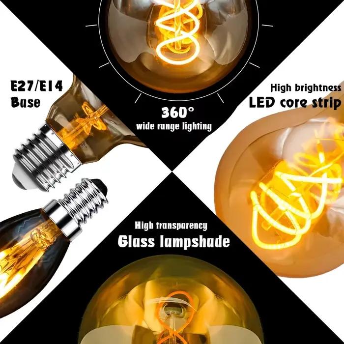 E14 E27 lumière spirale G80 G95 G125 LED ampoule à Filament 220V 4W 2200K rétro Vintage lampes éclairage décoratif lampe Edison à intensité variable
