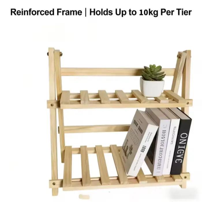 Étagère de rangement de bureau en bois à 2 niveaux