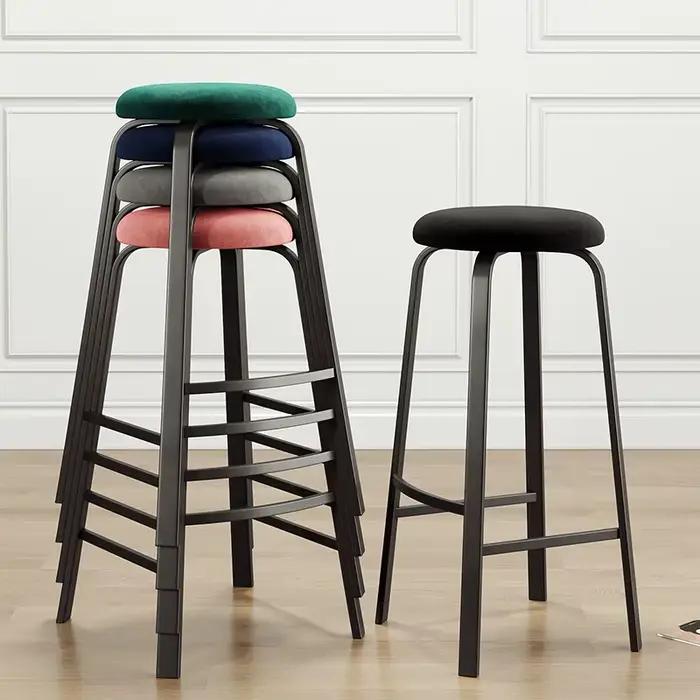 Chaise de bar moderne simple tabouret rond hauteur réglable chaise haute bar chaise de bar KTV caissier réception peut être empilée tabouret de bar occasion spéciale