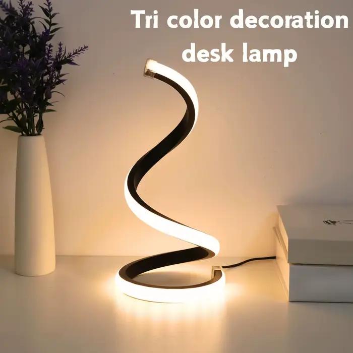 LED lampe de bureau en spirale moderne trois couleurs gradation USB bouton d'alimentation interrupteur chambre chevet