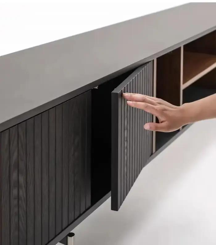 ATUNUS meubles de maison moderne nordique noir en bois de chêne massif meuble TV de rangement armoires TV de bureau industrielles scandinaves