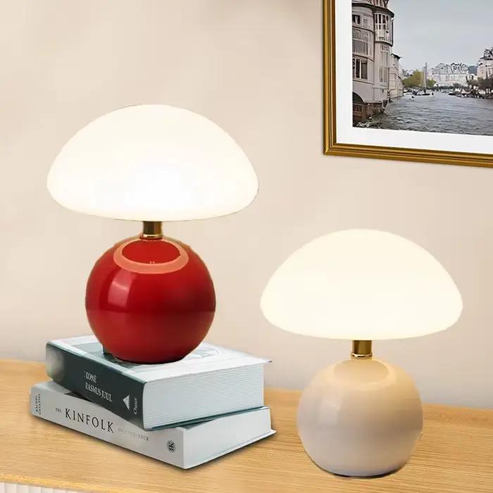 Lampe de table USB en forme de champignon rose/jaune/rouge/blanc/vert