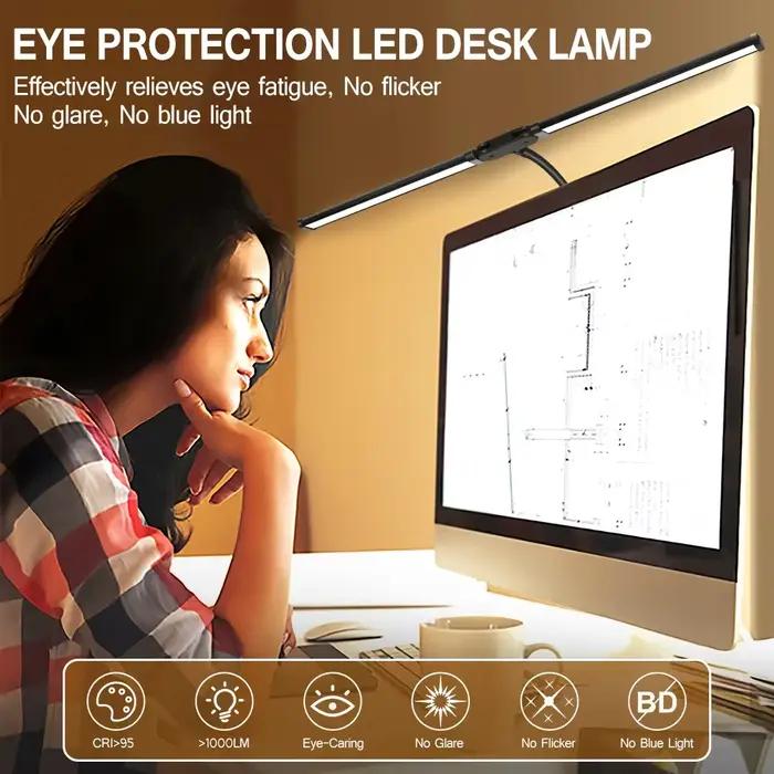 Lampe de bureau à clip LED double tête dimmable pour écran d'ordinateur