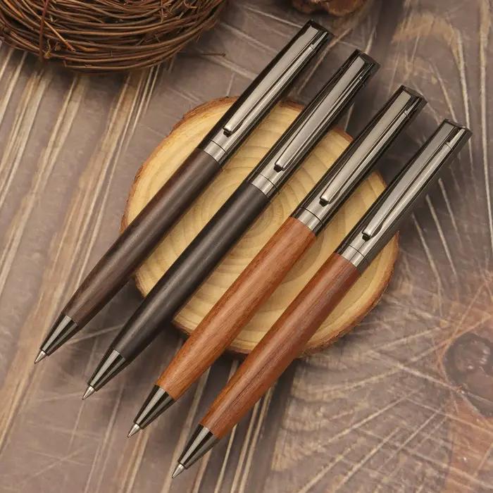 YUN CHUN 1 ensemble de stylos à bille en métal de qualité supérieure avec corps en bois pour une écriture fluide et un design haut de gamme - Encre noire - Bureau - Avec étui