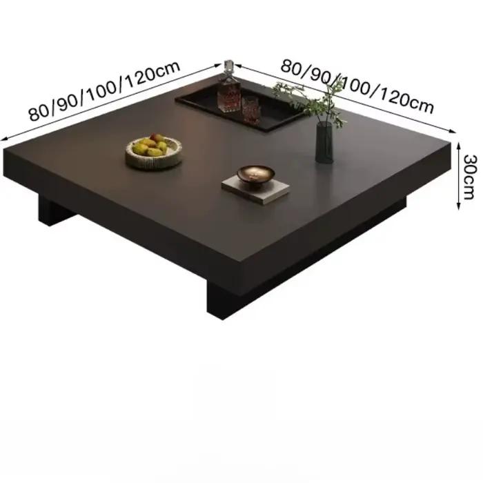 Table basse nordique moderne grande et noire avec rangement