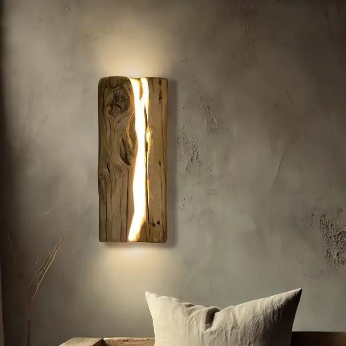 Applique murale en bois massif salon salle à manger lumière
