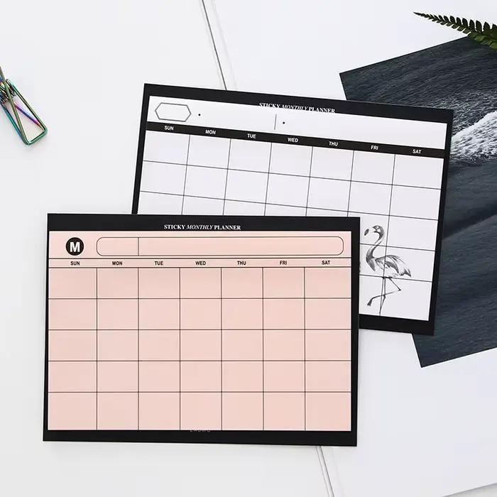 1 pièces calendrier de bureau créatif et Simple Plan de ce mois livre étude