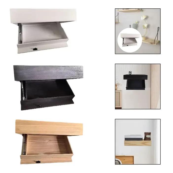 Etagère Flottante Homyl en Bois Rustique avec Compartiment Secret pour Salon Bureau Chambre Salle de Bain Occasions Spéciales