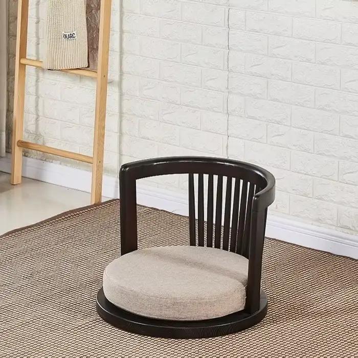 Chaise de méditation japonaise Zaisu avec accoudoirs et support arrière