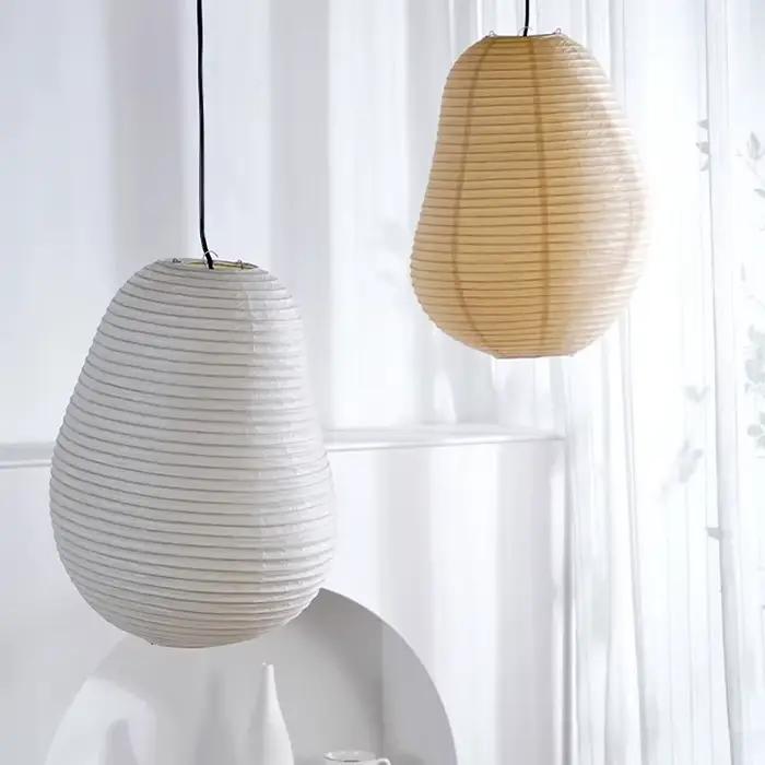 Plafonnier LED Isamu Noguchi Wine-Sabi en Papier de Riz