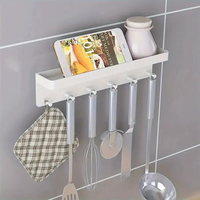 Etagere murale avec crochets en plastique noir ou vert pour rangement de clés, ustensiles de cuisine et accessoires de salle de bain occasions spéciales
