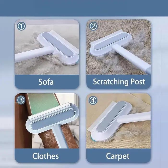 Outil de dépoussiérage des poils d'animaux 4-en-1 – Éliminateur de poils de chat pour canapé, voiture, vêtements, meubles, tapis, lit
