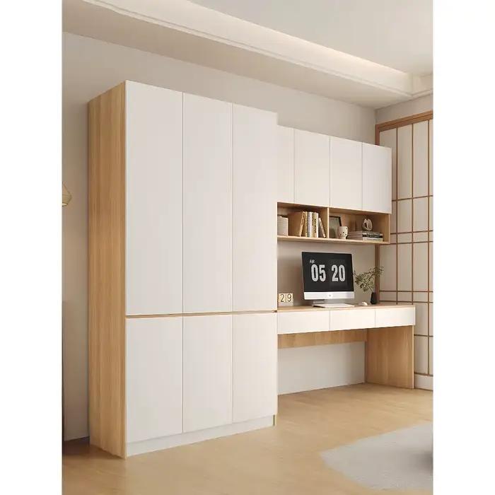 Bureau en bois massif avec armoire intégrée étagère murale et table d'écriture pour ordinateur gain de place pour maison bureau ou chambre