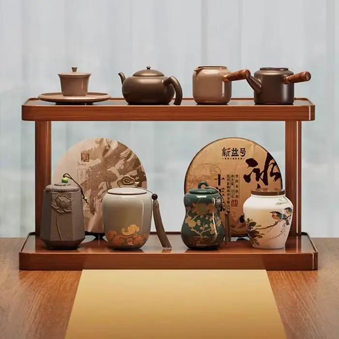 Étagère de rangement en bois à 2 niveaux pour comptoir