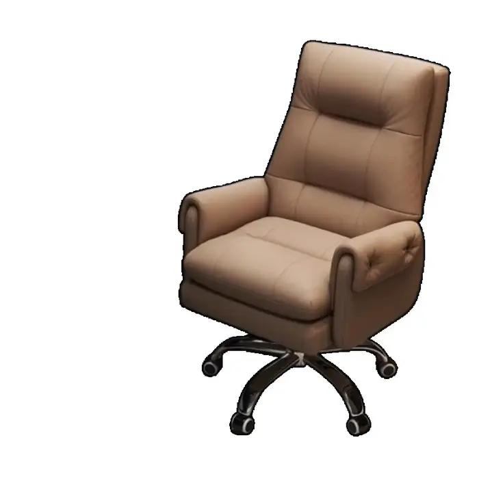 Chaise de bureau moderne en cuir véritable avec fonction de levier de pied pour un confort optimal et une belle apparence pour bureau ou maison