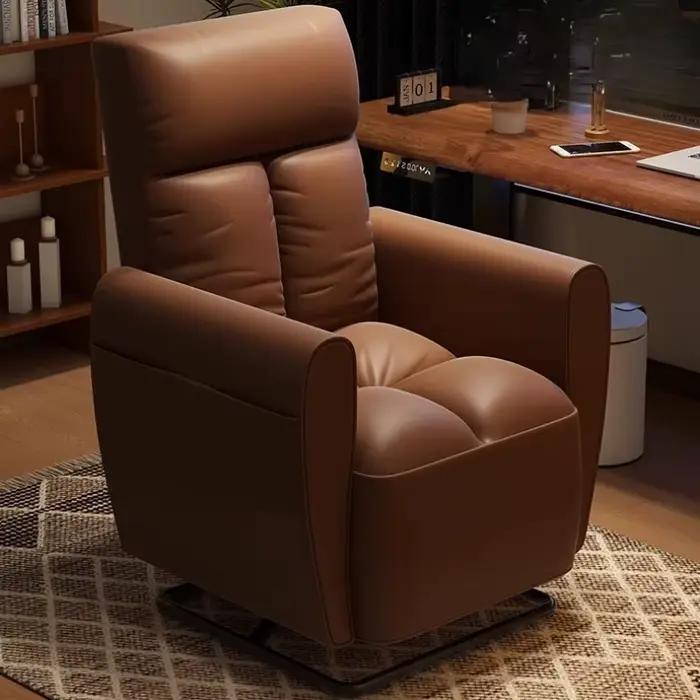 Chaise de bureau confortable à roulettes réglable en cuir vintage avec bras de plage pour bureau professionnel et cadeaux d'affaires