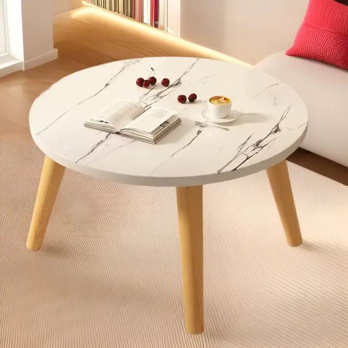 Petite table ronde en bois massif style minimaliste moderne pour chambre à coucher ou salon occasions spéciales