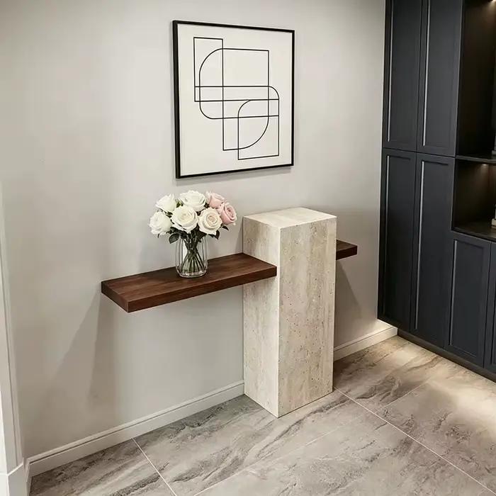 Table console tendance et créative avec rangement, style nordique moderne, table d'entrée, petite table élégante et mignonne pour salon, mobilier de maison