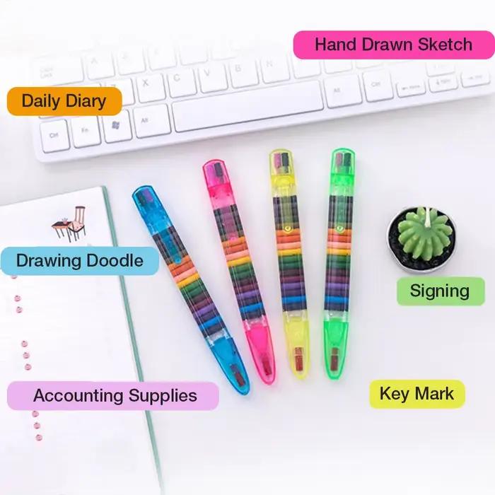 Crayons de peinture 20 couleurs, outils de dessin portables, parfaits pour l'école, le dessin artistique, les projets créatifs, stylos arc-en-ciel, bricolage pour enfants