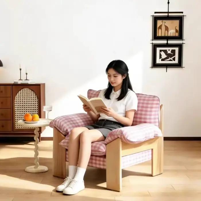 Chaise Moderne en Bois pour Lecture et Maquillage, Chaise de Chambre Mignonne et Confortable avec Accoudoirs, Chaise Coiffeuse Maquillage, Mobilier de Chambre de Luxe