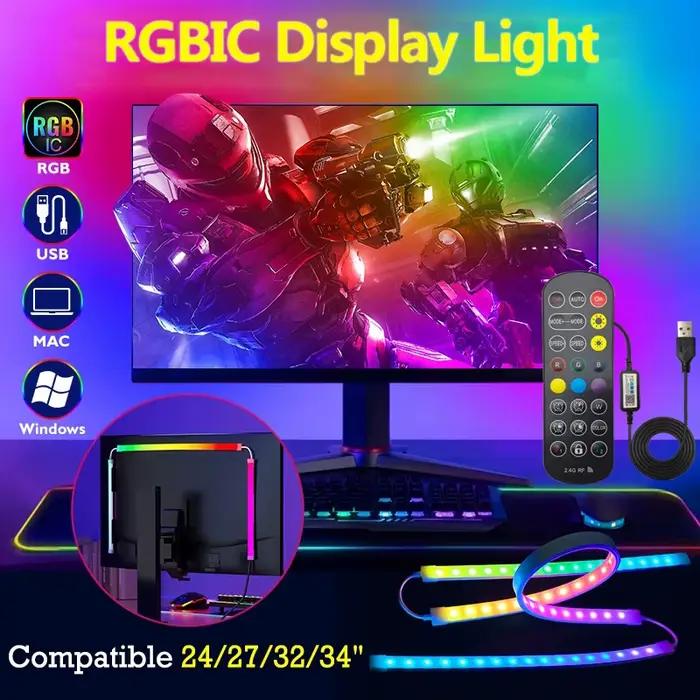 LED bande de jeu lumière ordinateur moniteur rétro-éclairage RGBIC LED