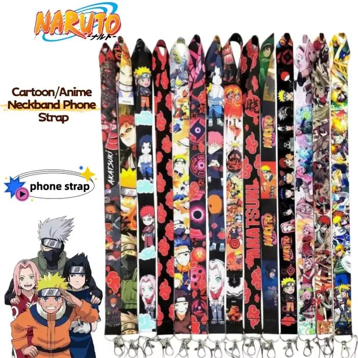 Lanière longue créative pour téléphone, sangle de clé, sangle d'identification, sangle d'appareil photo, lanière pour badge, lanière personnalisée, motif dessin animé Naruto