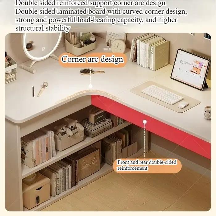 Bureau d'ordinateur, bureau à domicile, bureau de chambre, bibliothèque intégrée, bureau d'angle multifonctionnel pour étudiants, pour apprendre à écrire.
