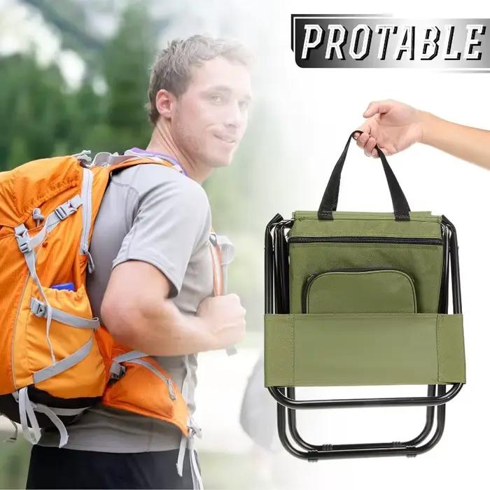 Chaise de pêche pliable avec sac isotherme, tabouret de pêche portable, supporte 220 lb, dossier léger, chaise pliante pour camping en extérieur