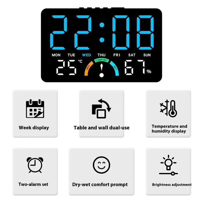 Horloge numérique minimaliste avec moniteur de température et d'humidité