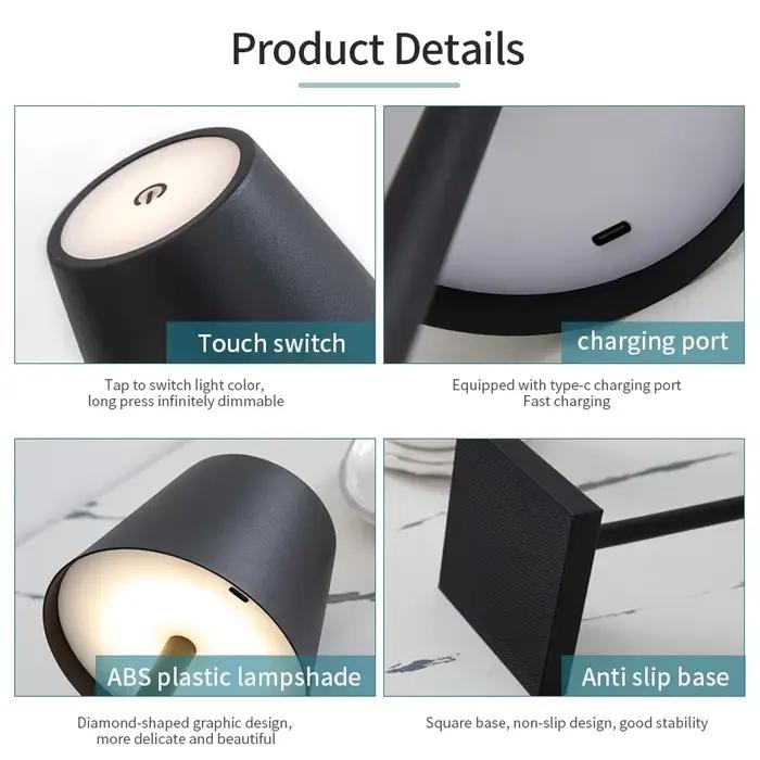 LED lampe de bureau USB Rechargeable veilleuse 3 couleurs
