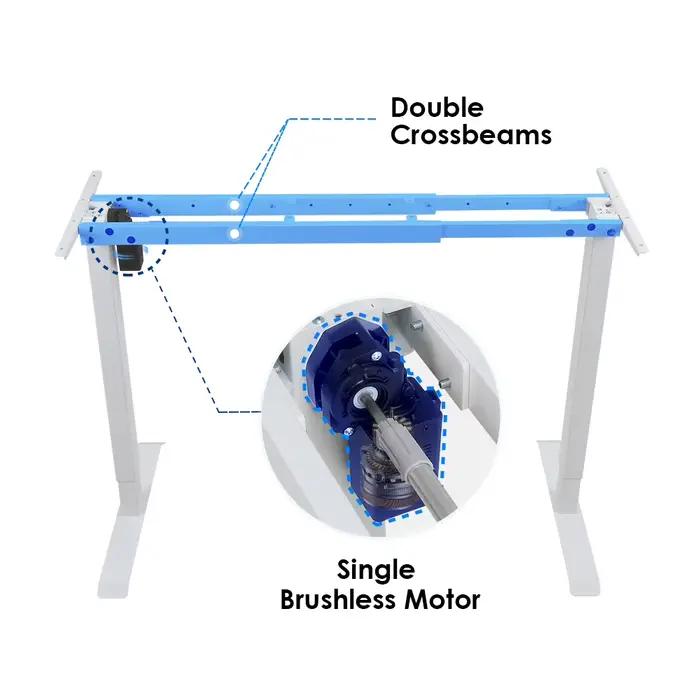 Cadre de bureau électrique ergonomique réglable en hauteur avec moteur unique et 2 traverses pour table de bureau ajustable
