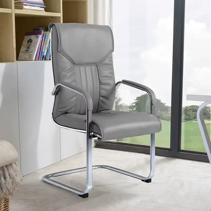 Chaise de bureau ergonomique avec cadre en arc et base en acier, confortable pour la maison, les réunions et le gaming, dossier réglable, robuste, mobilier décoratif