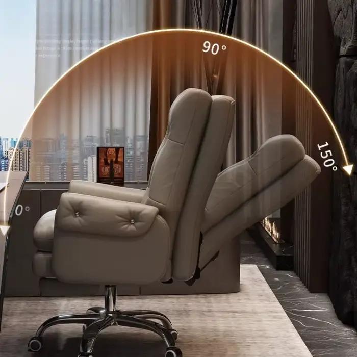 Chaise de bureau moderne en cuir véritable avec fonction de levier de pied pour un confort optimal et une belle apparence pour bureau ou maison