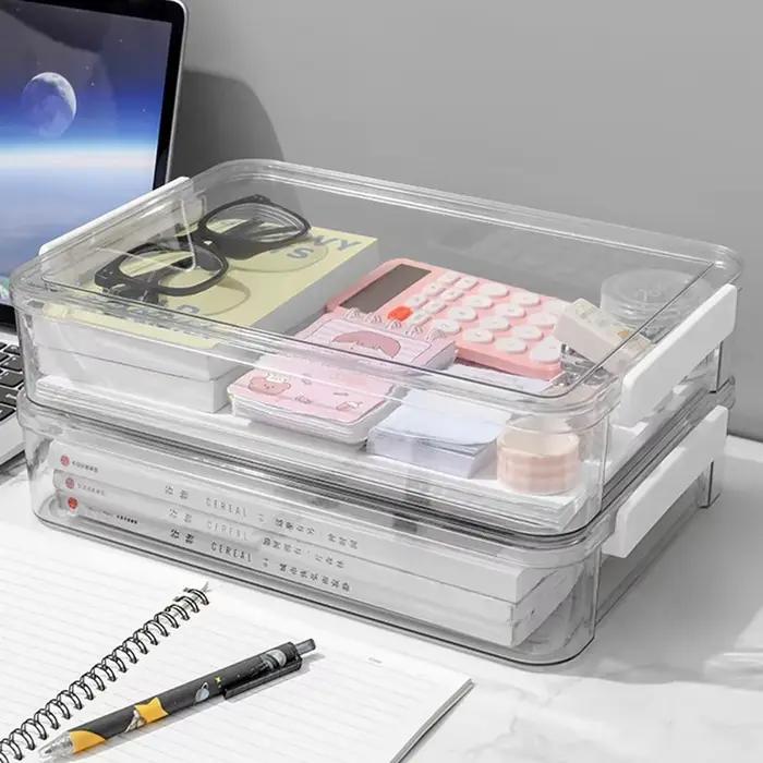 Boîte de rangement de papier de bureau transparente en acrylique