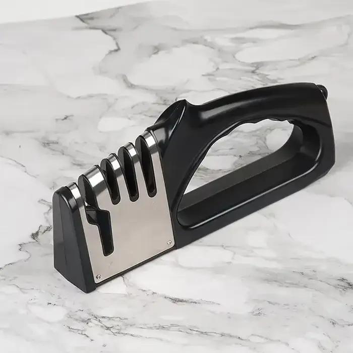 Affûteur de couteaux multifonctionnel en acier inoxydable pour cuisine professionnelle et amateurs, avec base antidérapante pour une utilisation sûre et stable