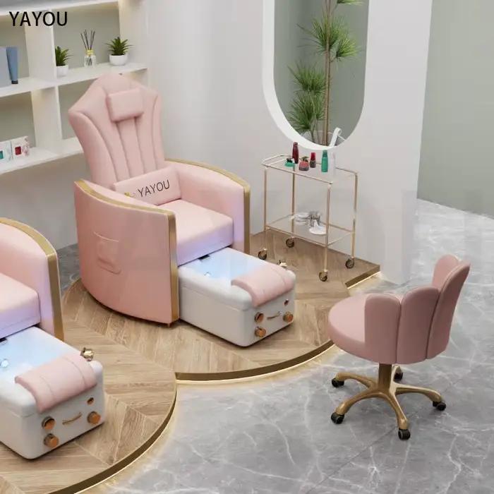Chaises de pédicure moderne rose en cuir PU Salon pédicure reine Bakcrest trône pied Spa chaise pour Salon de manucure