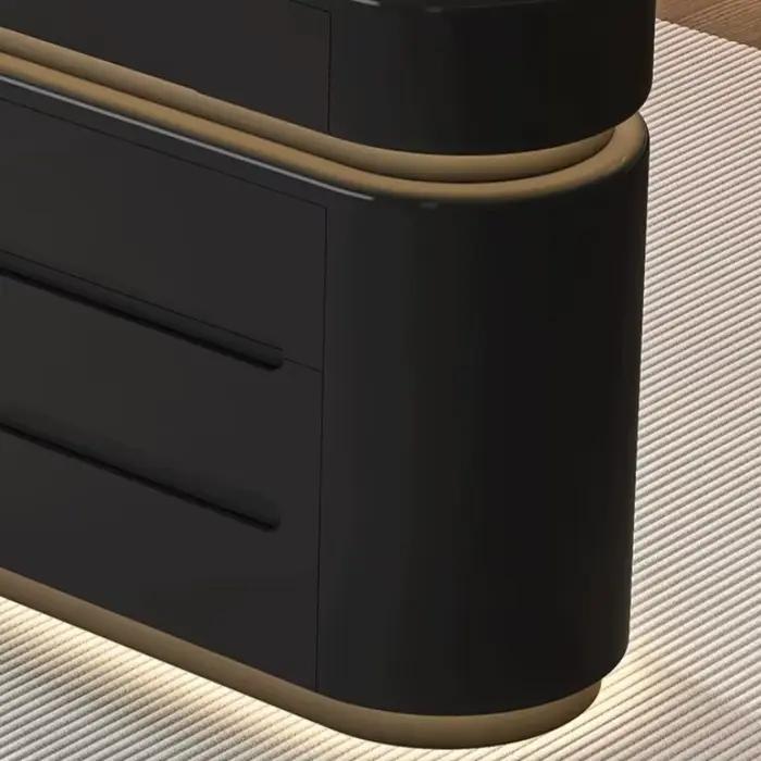 Meuble de rangement en bois noir avec poignées dissimulées style nordique de luxe pour salon chambre à coucher et cadeau d'anniversaire mariage
